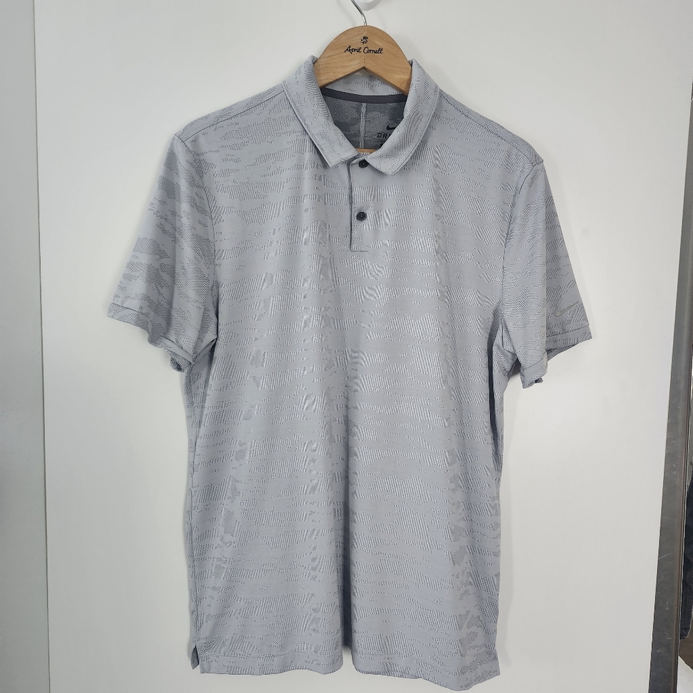 NIKE Men's Grey Black Polo Golf Shirt Size Large Outdoor‎ Activewear